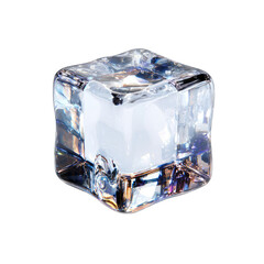 3D rendered, clear, cubic ice cube