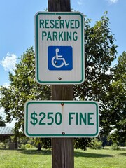reserved parking handicap sign
