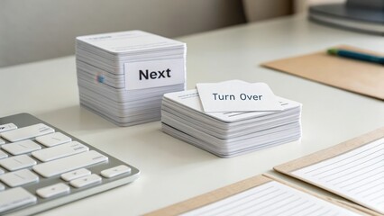 Flashcards on a Desk for Study and Learning Resources in Office