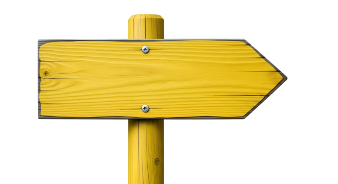 Yellow Wooden Arrow Sign on Black Background - Powered by Adobe