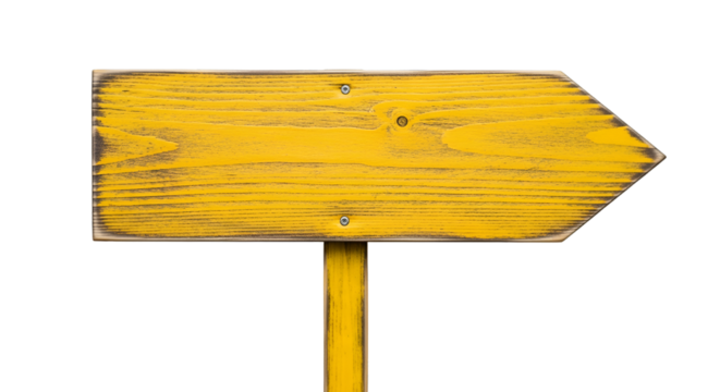 Yellow Wooden Arrow Sign Against Black Background
