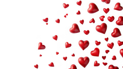 Red hearts floating on a transparent background symbol of love, romance, and valentines day isolated on transparent background celebration of love