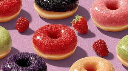 Colorful fruit rings pattern pastel background bright tropical fruit layout seamless design aesthetic