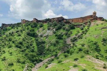 View of Jaigarh Fort from Amber Fort. Jaipur, India.