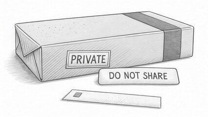 Illustration of a private package marked do not share for security