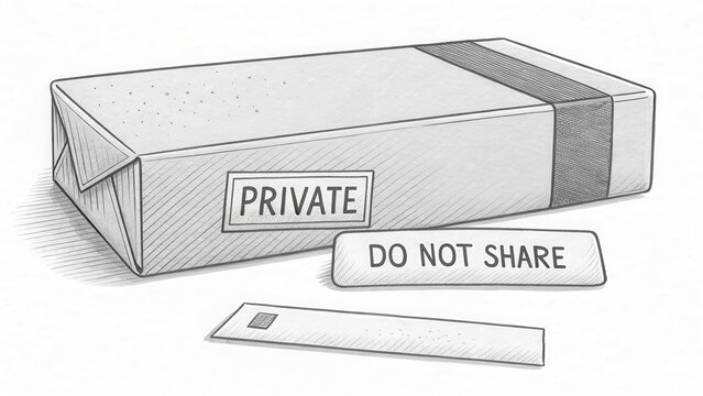 Illustration of a private package marked do not share for security
