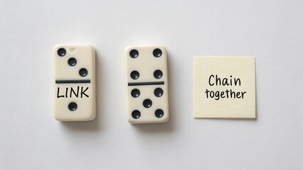 Creative Concept of Dominoes with Text for Chain Together Idea