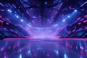 Fototapeta premium Futuristic Combat Arena with Neon Lighting
