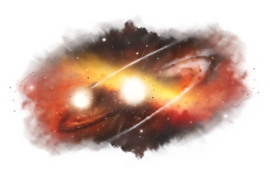 Twin Stars and Galaxy Nebula on Transparent Background space cosmos isolated on a transparent background