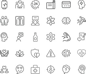 Therapy & Psychology Outline Icons Set | Medical Health & Wellbeing