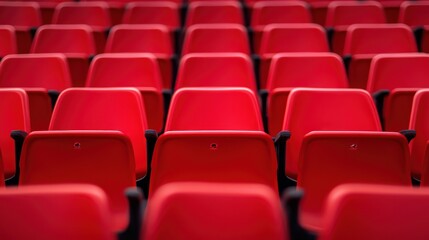 Fototapeta premium Empty red stadium seats pattern background