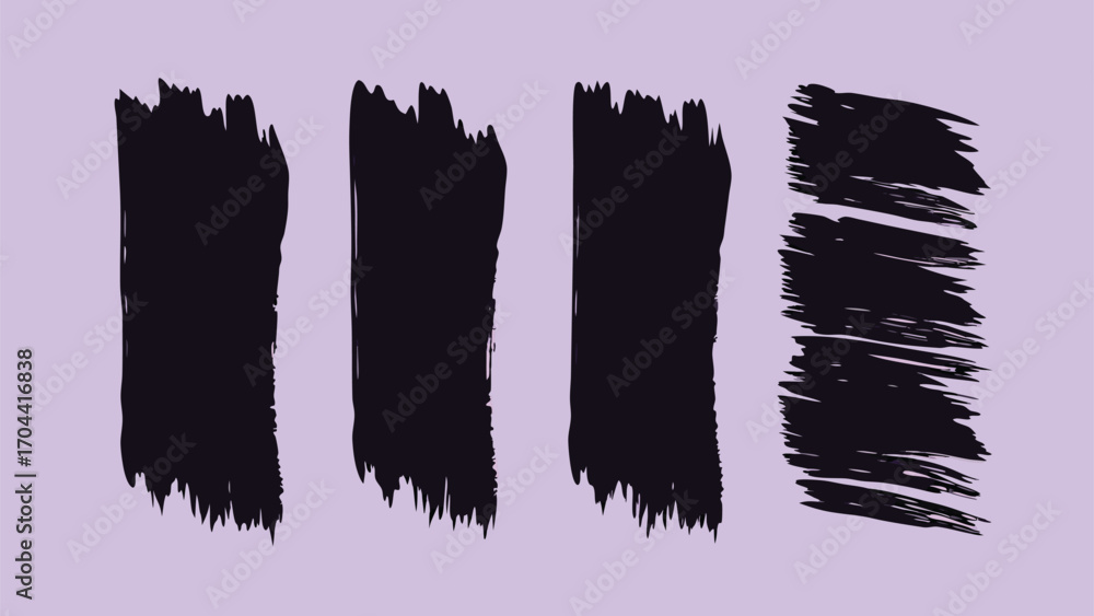 Poster a black and white image featuring four distinct patterns of black and white stripes arranged in vari