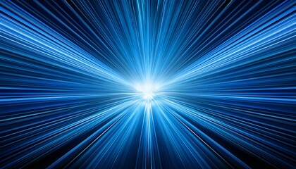 A Vibrant Blue Burst Of Light Rays Emanating From A Central Point Creating A Dynamic Effect