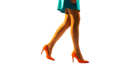 Woman's Legs in Orange Heels Walking