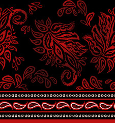 Seamless authentic paisley pattern, ethnic border print.