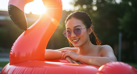 Friendly delivery woman holding boxes and tablet, ready for swift shipping services, showcasing efficient logistics and customer satisfaction