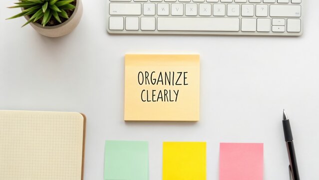 Workspace with Sticky Notes for Organization and Clarity in Office