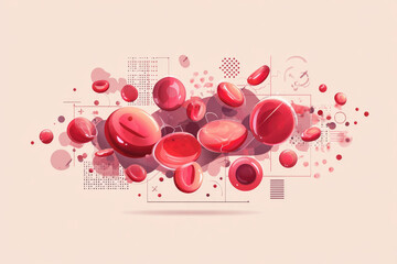 Red blood cell plasma medical science health flat infographic style bloodstream abstract floating biology anatomy illustration background modern digital design healthcare microscopic oxygen