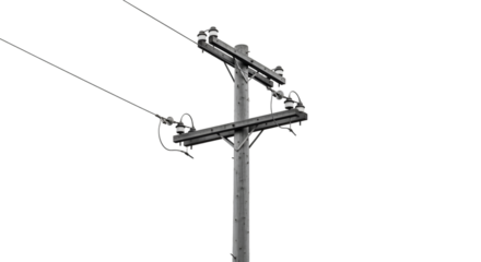 Minimalist Black and White Power Pole Against Dark Sky