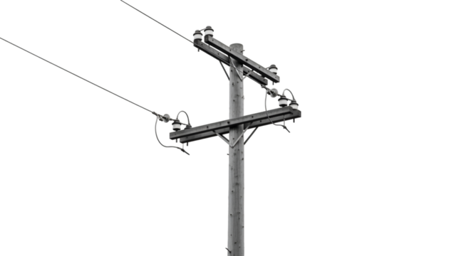 Minimalist Black and White Power Pole Against Dark Sky