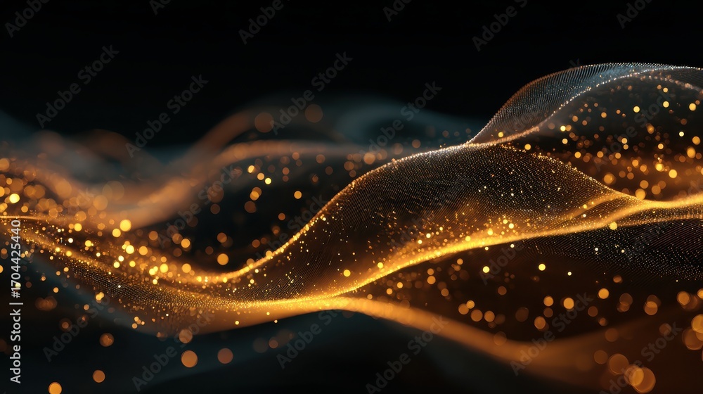Poster abstract digital wave with glowing particles generative ai
