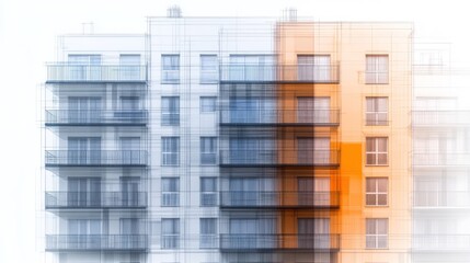 Modern residential building exterior design visualization