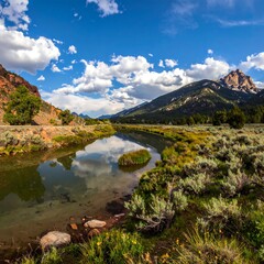 Scenic mountain river landscape