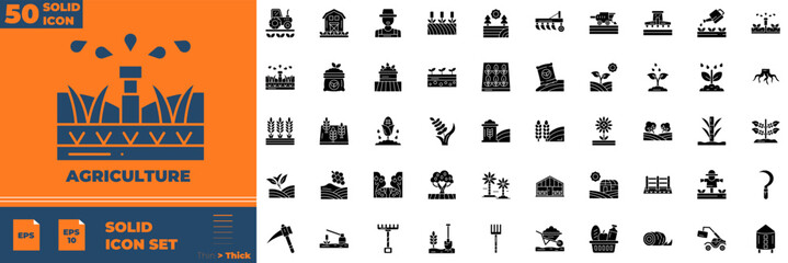 Agriculture Solid Icons – Farming, Sustainability, and Crop Innovation © Madani Pro