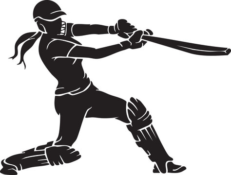 Cricket Batting Action Vector Graphic
