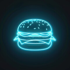 Neon blue burger graphic design