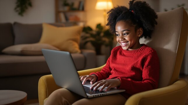 Child is using laptop