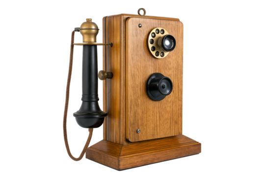 Antique Wooden Wall Telephone Vintage Communication Device