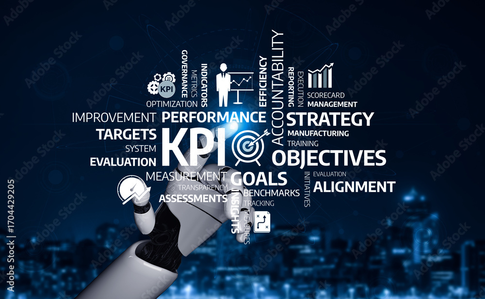 Poster this image features a robotic arm symbolizing the integration of technology in business strategy. it