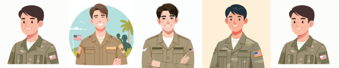 vector of a soldier smiling coolly