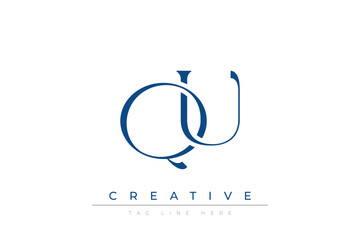 Blue stylized letters QU combined in a modern design on a clean white background, evoking professionalism and creativity. Ideal for branding, business identity, and corporate representation concepts.