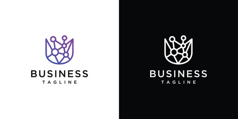 U letter technology logo design. U letter connection technology symbol logo