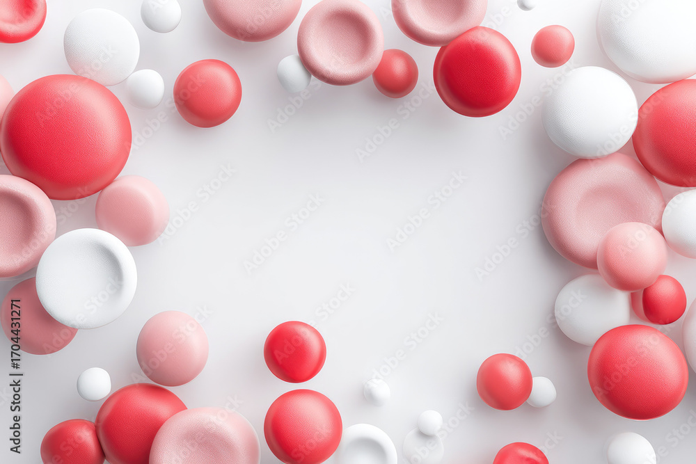 Poster red sphere white sphere pink sphere minimal abstract 3d geometric background soft modern floating cr