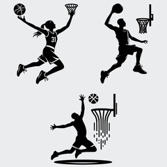 Obraz premium Basketball Player Vector SVG Bundle, Basketball SVG, Basketball Player SVG, Sports, Basketball Player Silhouette SVG