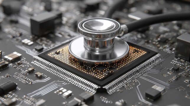 stethoscope placed on microchip symbolizing digital health technology integration