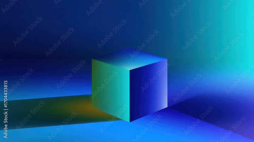 Poster blue gradient rectangle cast shadow on abstract background with color palette