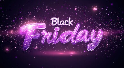 Vibrant neon Black Friday sign with sparkling light effects