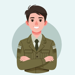 vector of a soldier smiling coolly