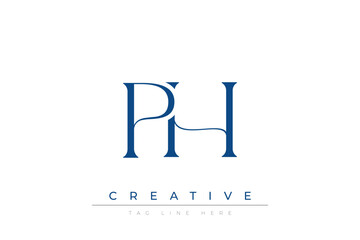 Blue stylized letters PH combined in a modern design on a clean white background, evoking professionalism and creativity. Ideal for branding, business identity, and corporate representation concepts.