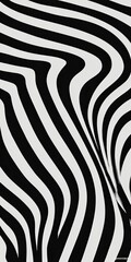 Obraz premium Abstract black and white wavy striped pattern, suggesting a flowing, textile-like texture