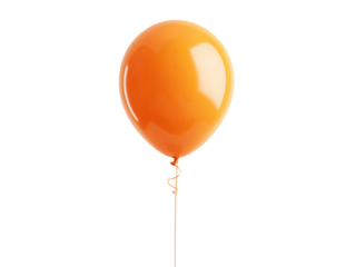 Orange Balloon with Twisted String on Black Background