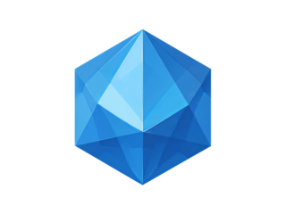 Light Blue Geometric Crystal Shape on Black Background