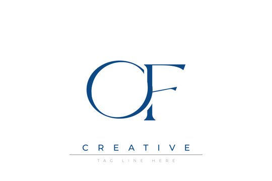 Blue stylized letters OF combined in a modern design on a clean white background, evoking professionalism and creativity. Ideal for branding, business identity, and corporate representation concepts.