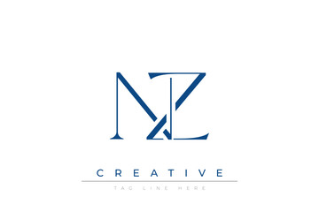 Blue stylized letters NZ combined in a modern design on a clean white background, evoking professionalism and creativity. Ideal for branding, business identity, and corporate representation concepts.