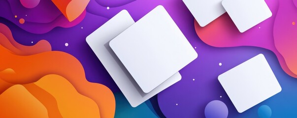 Abstract colorful 3D cubes pattern on a vibrant purple background