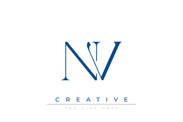 Blue stylized letters NV combined in a modern design on a clean white background, evoking professionalism and creativity. Ideal for branding, business identity, and corporate representation concepts.